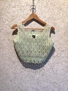 Indian Princess Mint Beaded Crop Top