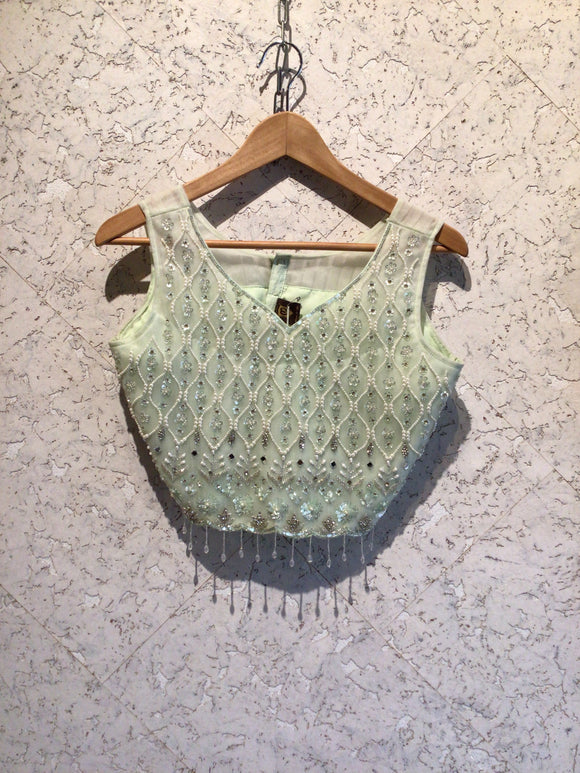 Indian Princess Mint Beaded Crop Top
