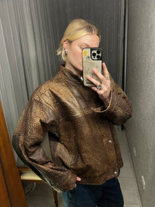 Vintage 80's Brown textured Leather Jacket