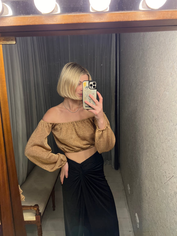 Pre-loved Lovers + Friends Gold Metallic Knit Top