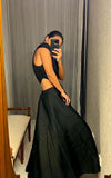 Pre-loved Black Cowl-Neck Slinky Crop Top