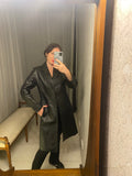 Vintage Black Leather Long Jacket