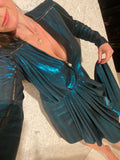 Pre-Loved Zeus Dion Metallic Blue Green Slinky Dress