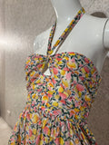 Pink Yellow Summer Print Halter Dress