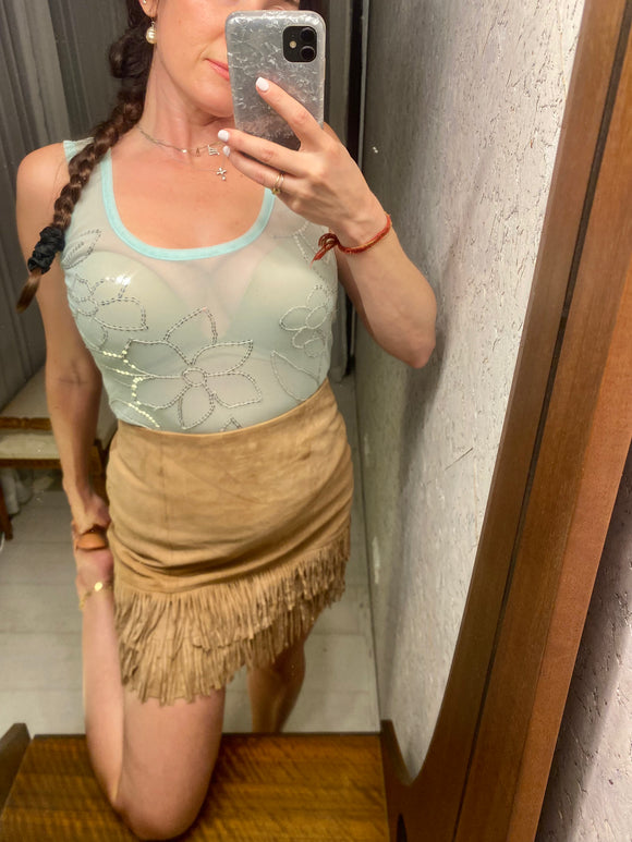 Pre-loved Kookai Tan Fringe Suede Skirt
