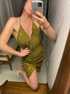 Olive Sequin Party Dress