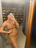 Pre-loved LOVER Rose Gold Off-Shoulder Sequin Dress