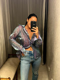 Pre-loved Mermaid Blue Organza Blouse Top