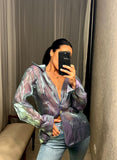 Pre-loved Mermaid Blue Organza Blouse Top