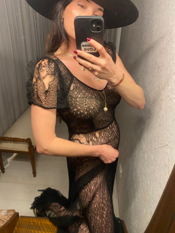 Very Vintage Black Lace Dress AS IS