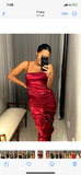 Pre-Loved ERA Crimson Satin Ruched Dress