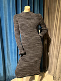 Scanlan Theodore Black Grey Rib Knit Dress