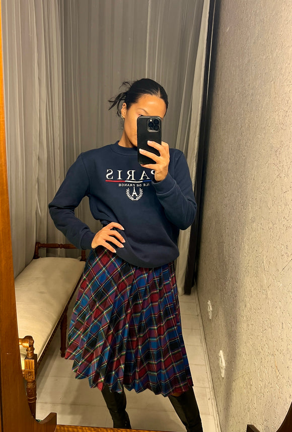 Vintage Wool Blend Tartan Full Skirt