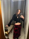 Pre-loved Black Velvet Tie Front Top