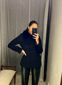 Pre-loved Black Wool Fur Collar Jacket