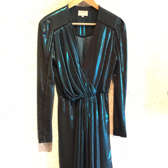 Pre-Loved Zeus Dion Metallic Blue Green Slinky Dress