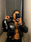 Pre-loved Black Shiny Bomber Jacket