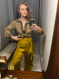 Vintage Gold Brown Trim Sparkle Top