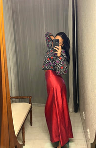 Vintage Raw Silk Maxi-Skirt