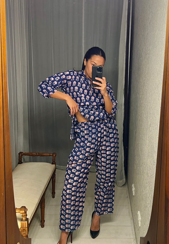 Pre-loved India Cotton Block Print Pant Suit