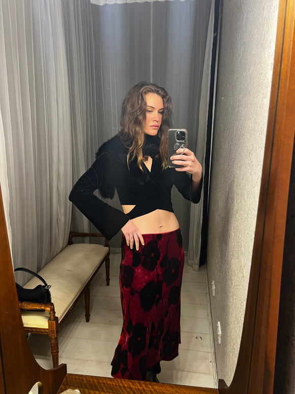 Pre-loved Alannah Hill Red Velvet Skirt