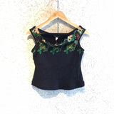 Pre-loved Etincelle Black Embroidered Toucan Top