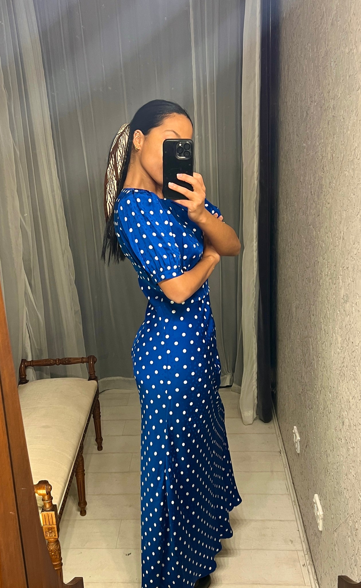 Pre-loved self-portrait Blue Polkadot Dress RRP$600 – GrandDays