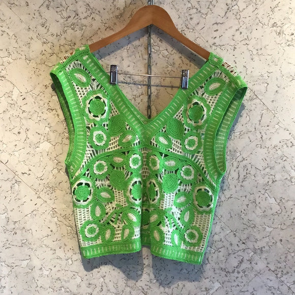Pre-loved Lime Green Crochet Vest Top
