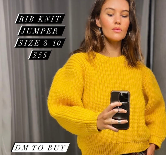 Super Warm Yellow Rib Knit Jumper