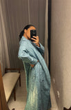 Pre-Loved Blue Vegan Leather Snakeskin Coat