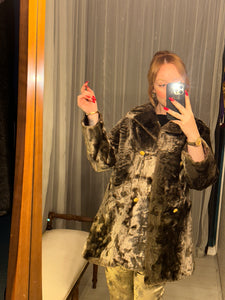 Vintage Silver Chestnut 3/4 Length Faux-Fur