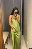 Istana Green Silk Long Dress