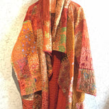 Vintage Indian Hand Made Orange Quilt jacket