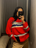 Vintage Red Wool Hand Knit Jumper