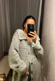 Vintage Oversize Grey Wool Cardigan