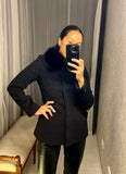 Pre-loved Black Wool Fur Collar Jacket