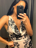 Pre-loved Nude Floral Flocked Long Dress - 8