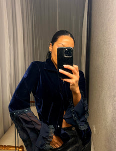 Pre-loved New Girl Navy Velvet Shirt