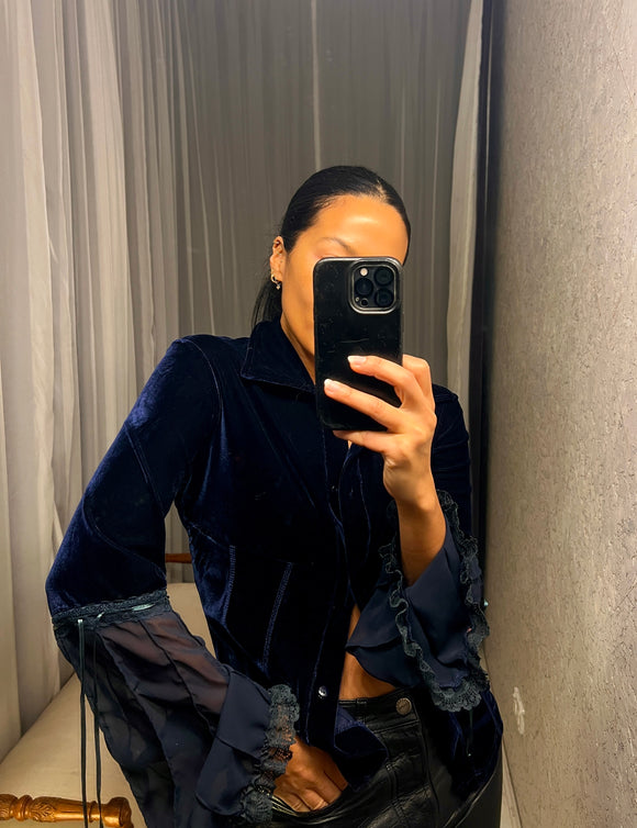 Pre-loved New Girl Navy Velvet Shirt