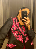 Pre-Loved Black Jacket Pink Floral Detail