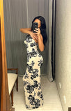 Pre-loved Nude Floral Flocked Long Dress - 8