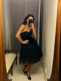 Vintage Strapless Black Sequin and Velvet Dress w bow