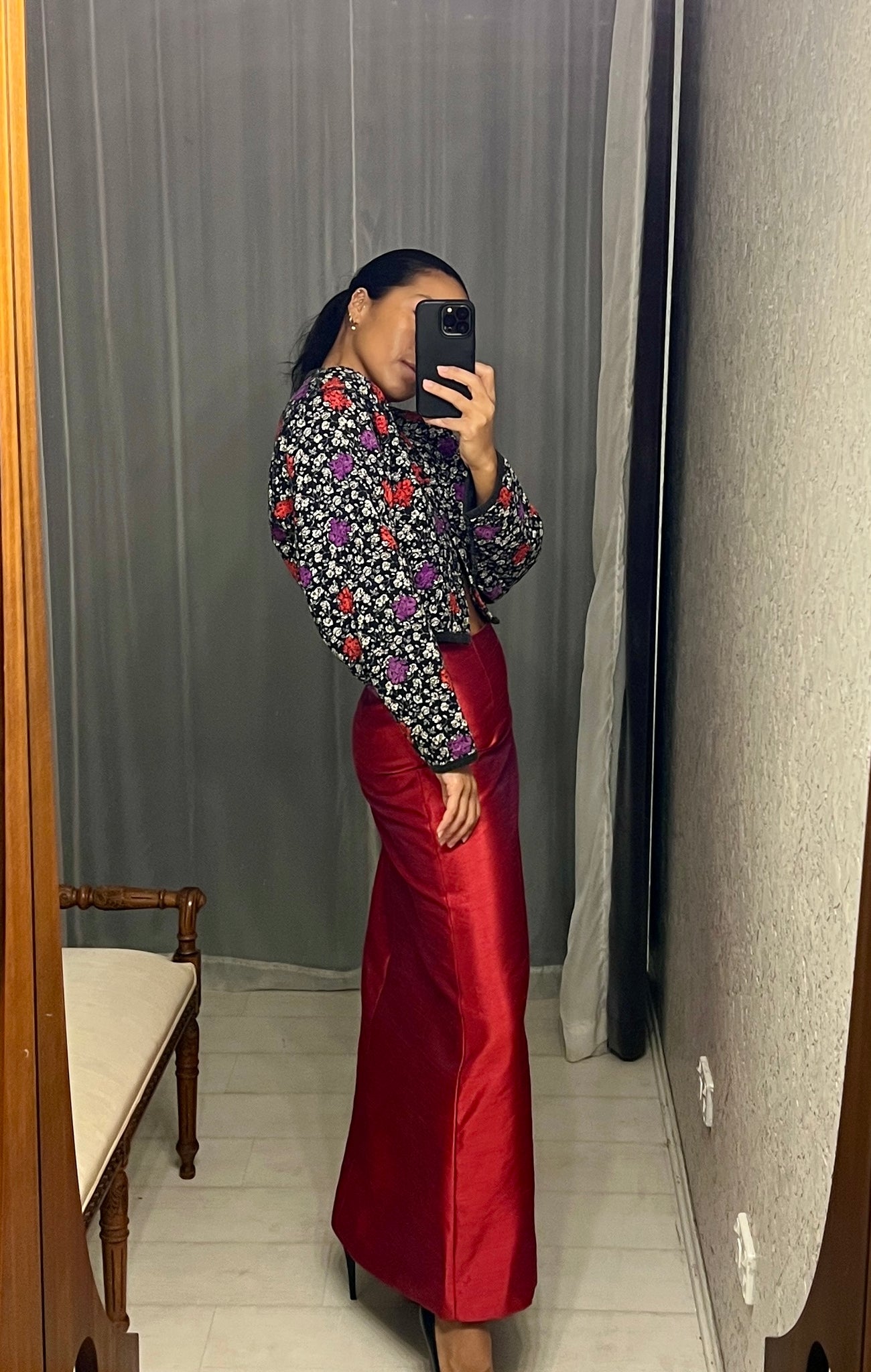 Raw silk shop maxi skirt