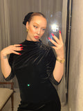 Pre-loved Black Velvet Dress w Diamanté Detail