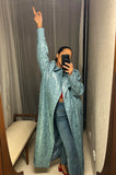 Pre-Loved Blue Vegan Leather Snakeskin Coat