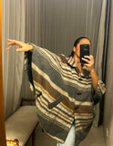 Vintage Grey and Brown Wool Cape