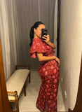 Pre-loved India Unique Red Block Print Pant Suit