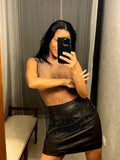 Pre-loved Black Diamante Mesh Top