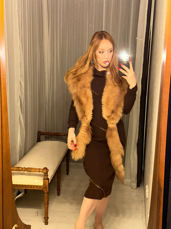 Vintage Fox Fur Stole with Tails
