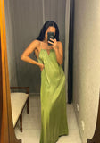 Istana Green Silk Long Dress